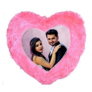 Customized Pink Heartin Pillow With Photo Printed