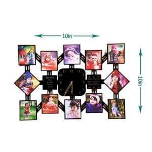 Personalized Acrylic Wall Clock Multi Collage Frame 12 Photos (10x10 Inches) Photo Printing Cost Not Included