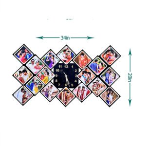 Personalized Acrylic Clock Collage Multi Frame 18 Photos (34x20 Inches) Photo Printing Cost Not Included